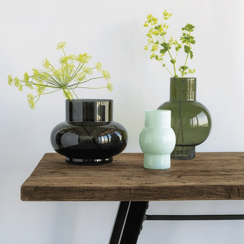 Clarabelle Glass Table Vase, Black, 6.8" H x 5.3" W x 8.65" D