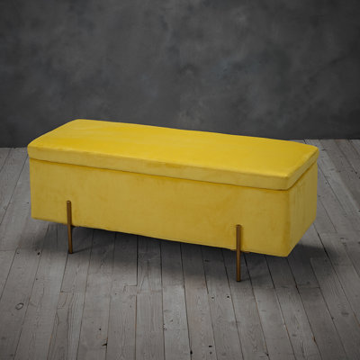 Kolton 115cm Wide Velvet Rectangle Solid Colour Ottoman with Storage