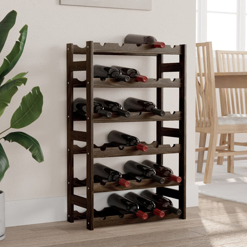 30 Bottle Solid Wood Floor Wine Bottle Rack in, Black