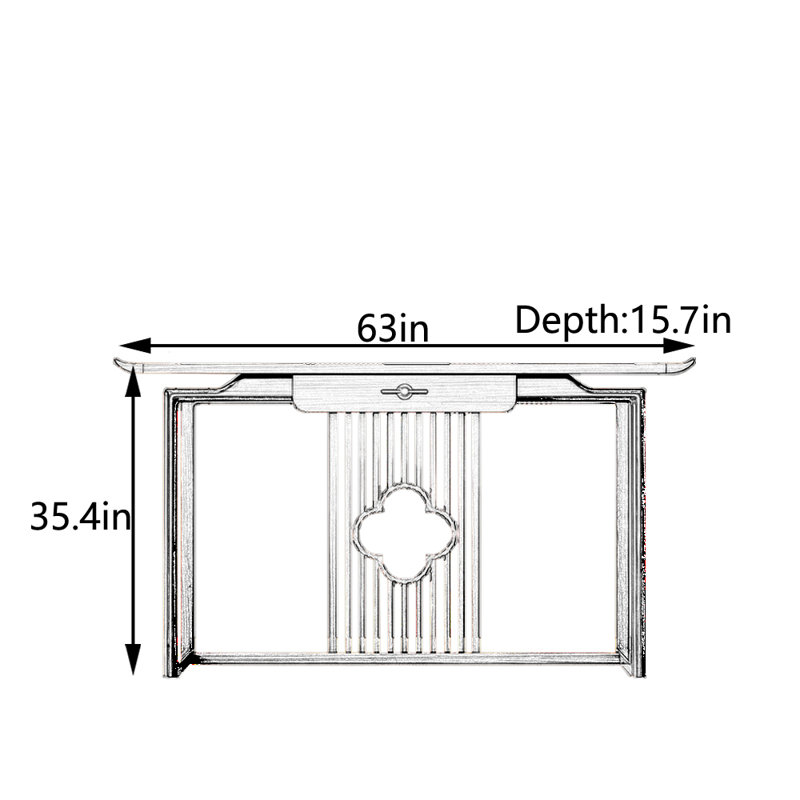 Table de chevet en bois massif, H 35,4 po x l 63 po x P 15,7 po
