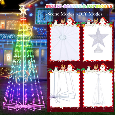 Christmas Tree - Electronic Christmas Tree Led Lights, Holiday Lights With Remote Control Color Changing Cone Christmas Tree , Umbrella Bone Base, Indoor Outdoor Christmas Decorations