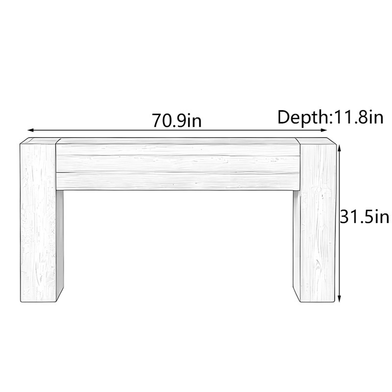 Console Wabi-Sabi, H 31,5 po x l 70,9 po x P 11,8 po, Brun