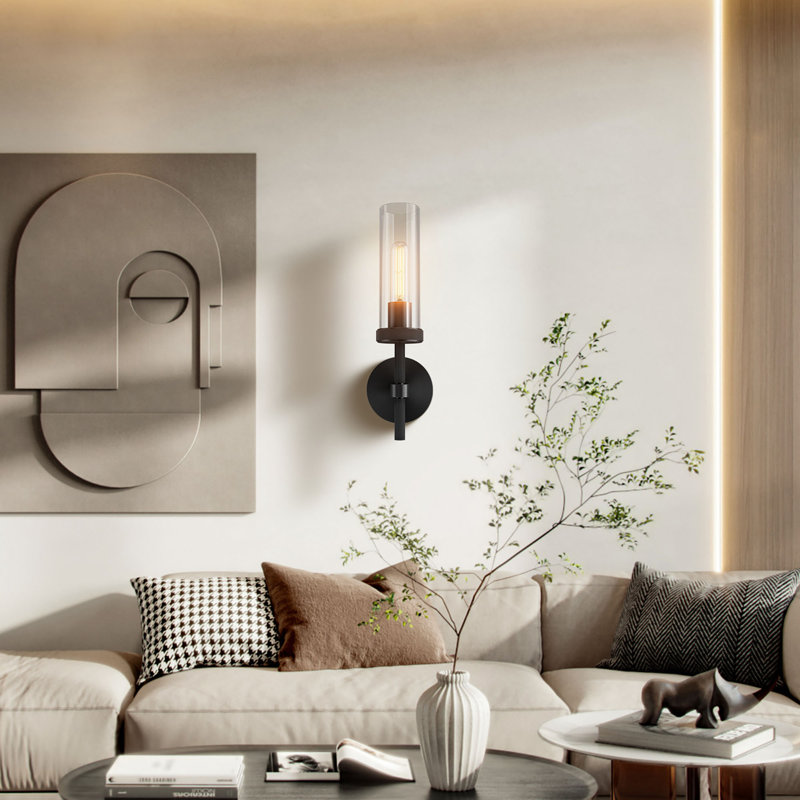Appliques murales encastrées de luxe à 1 lumière et à intensité variable Twining (ampoule incluse), 1, Noir mat