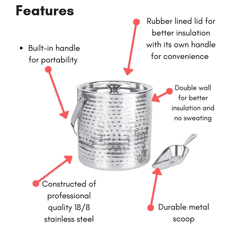 Stainless Steel Ice Bucket, Silver