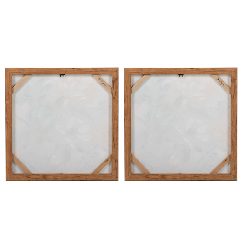 Flowers 80% Hand Painted Set 2 Canvas 60X4X60 Cm - 2 Piece Wrapped Canvas Print Set