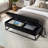 58.6" Companion Bench With Storage, Black Velvet, Contemporary Look For Various Spaces-1915423679