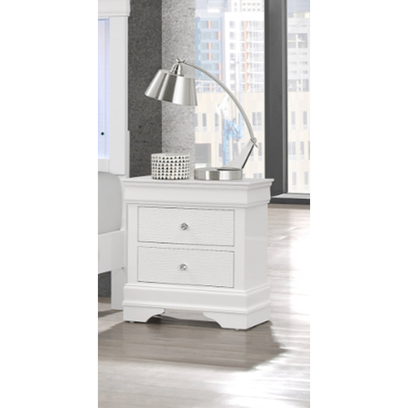 Contemporary Style Nightstand, White