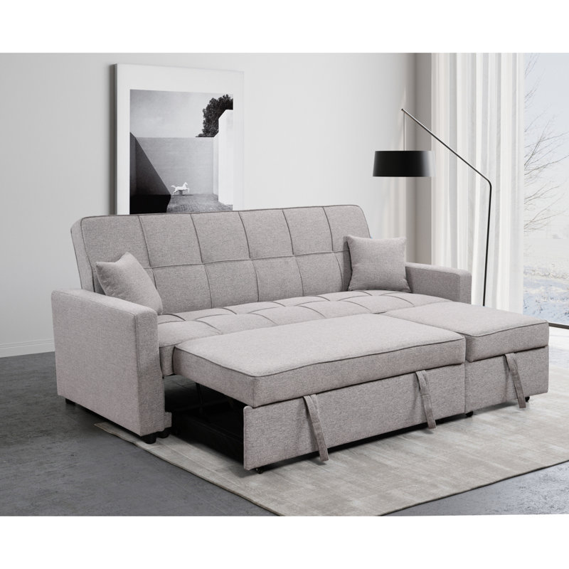 Canapé-lit rembourré 83 po Modern, Gris clair