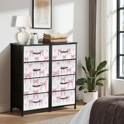 4 Drawer Dresser for Bedroom, Narrow Chest of Drawers, Wooden Top and Study Iron Frame 18"x37.5"-(WxH)
