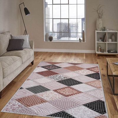 Luxurious Woven Area Rug, 5.9 x 9.2 ft, 100% Polyester, Antibacterial | Non-Slip PVC Felt Dot Underside, 0.3 in Pile Height | Machine Washable, 3D Digital Print, Perfect for Living Room & Bedroom Décor