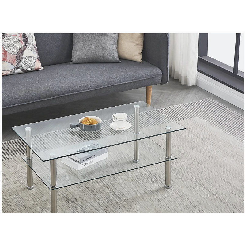 Table basse 2 couches, canapé moderne avec tablette de rangement pour le salon