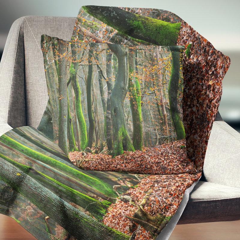 Oreiller de la forêt d’automne dans le paysage néerlandais, 18 po x 18 po, Coussin décoratif