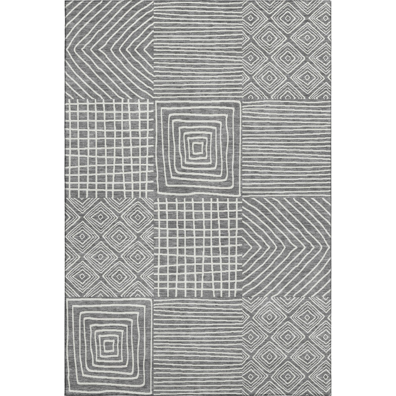 Tapis géométrique Corry AMF1044 lavable à la machine de qualité supérieure, Rectangle 2 pi 6 po x 3 pi 10 po
