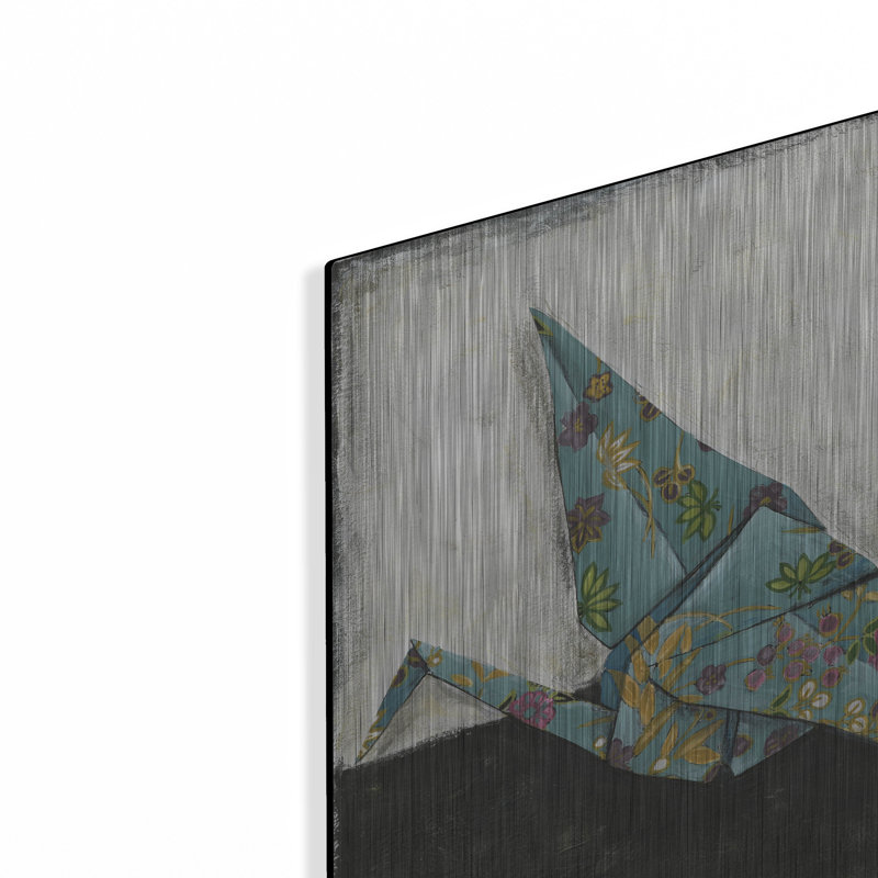 «Crane» par Chariklia Zarris, art mural en métal, H 12 po x l 12 po
