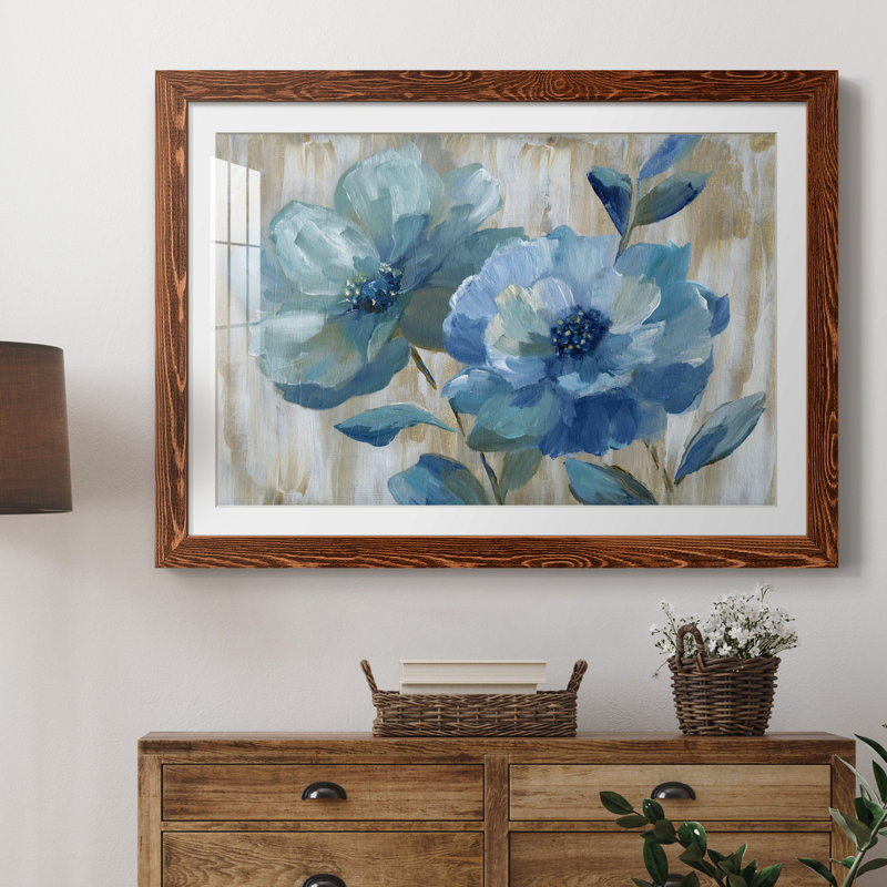 «Blue Duo» par J Paul, reproduction d'art sur papier encadrée, H 31,5 po x l 23,5 po x P 1,5 po, Brun