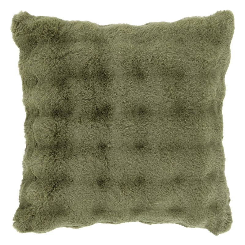 Fab Faux Polyester Throw Square Pillow Cover, Olive