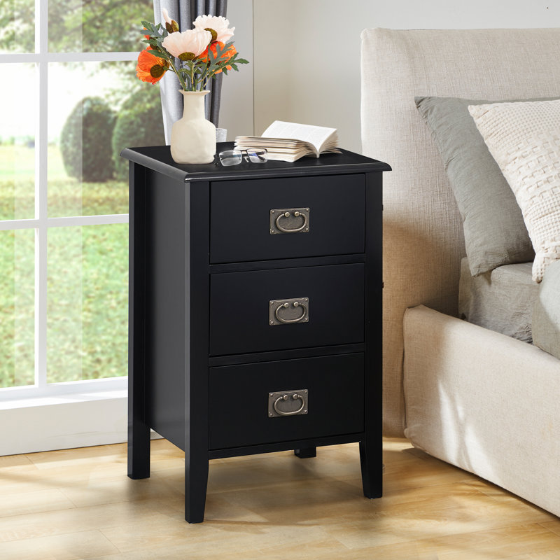 Miramontes 11.8'' W Nightstand, Black, Set of 2