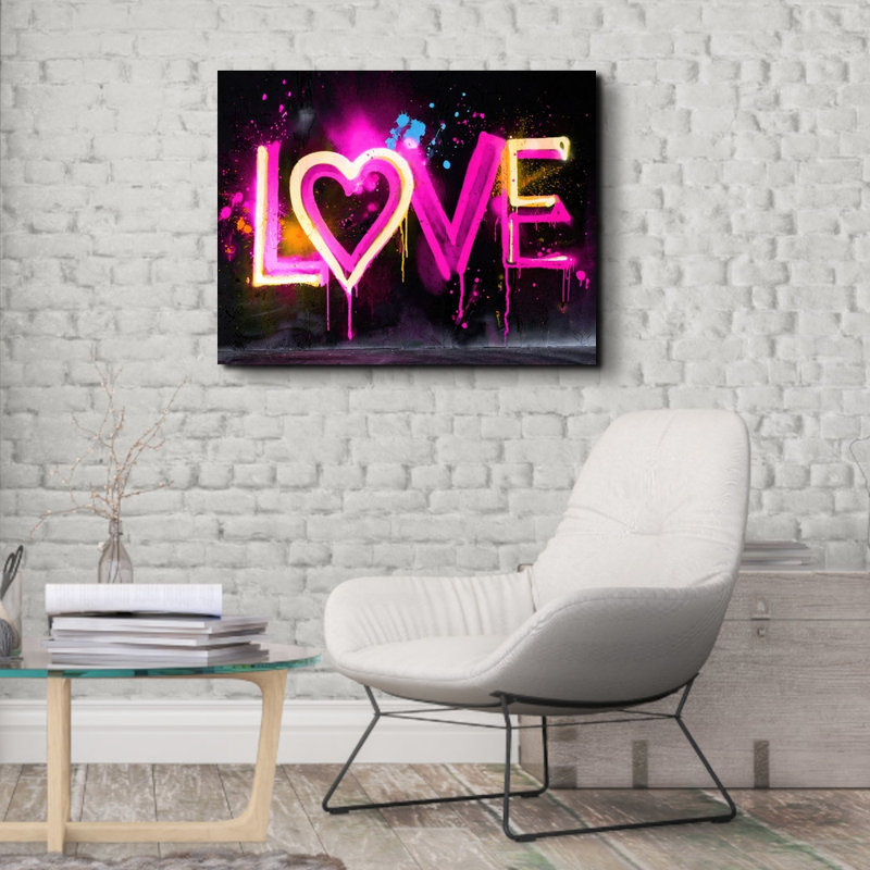 «Love 13» par Stephen Chambers, reproduction sur toile tendue, H 26 po x l 32 po x P 1,5 po