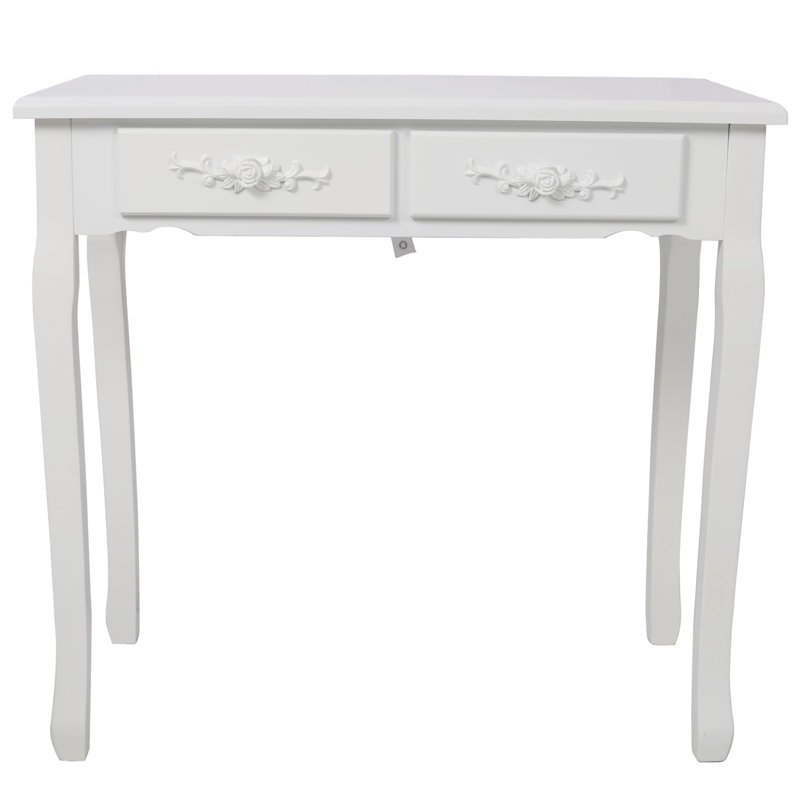 Ensemble de bureau de coiffeuse princesse avec miroir et tabouret rembourré, modes d'éclairage Princess, Blanc