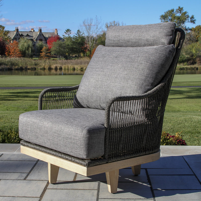 Posey Charcoal Swviel Chair W Olefin Fabric, Charcoal Cushion / Gray/Natural Wood Frame