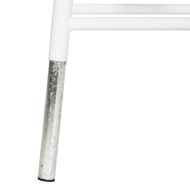 Amiaha Counter Stool with Metal Frame, White, Silver, Counter Stool (24" Seat Height)