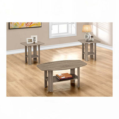 Wood Top Coffee Table Set with Wood Legs