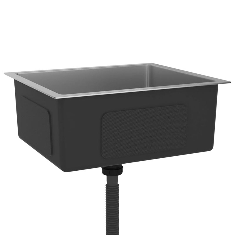 Évier de cuisine vidaXL avec crépine, évier en acier inoxydable à fixation supérieure, drainage rapide, anti-corrosion