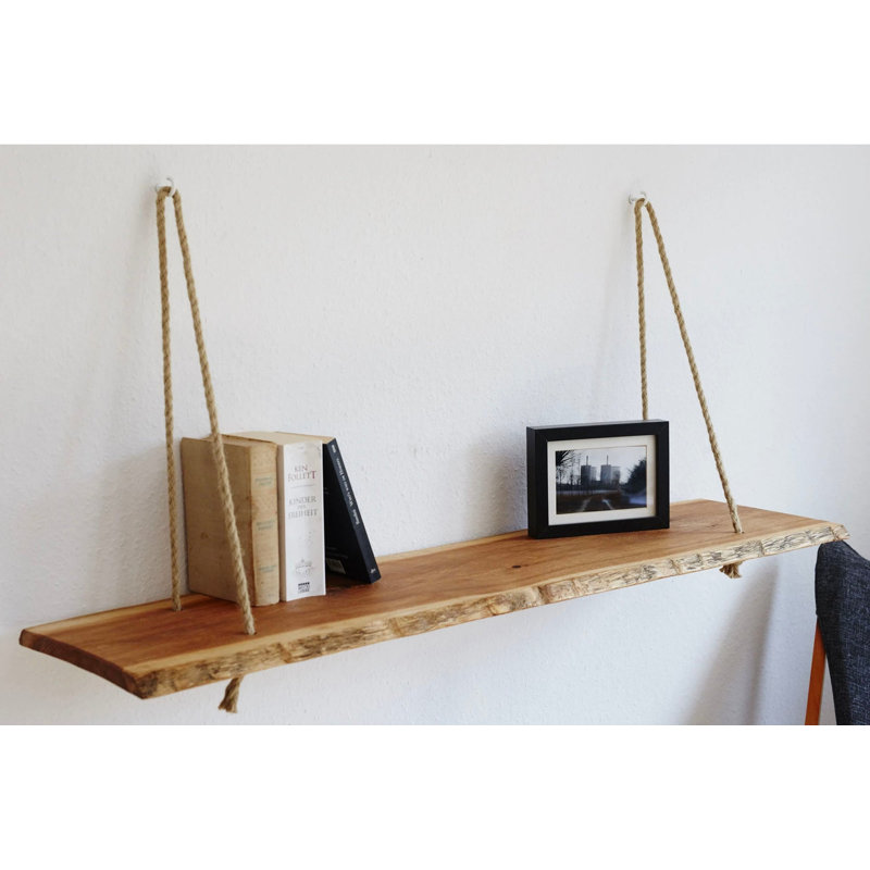 Nyyear Oak Solid Wood Floating Shelf, 4cm H x 50cm W x 30cm D