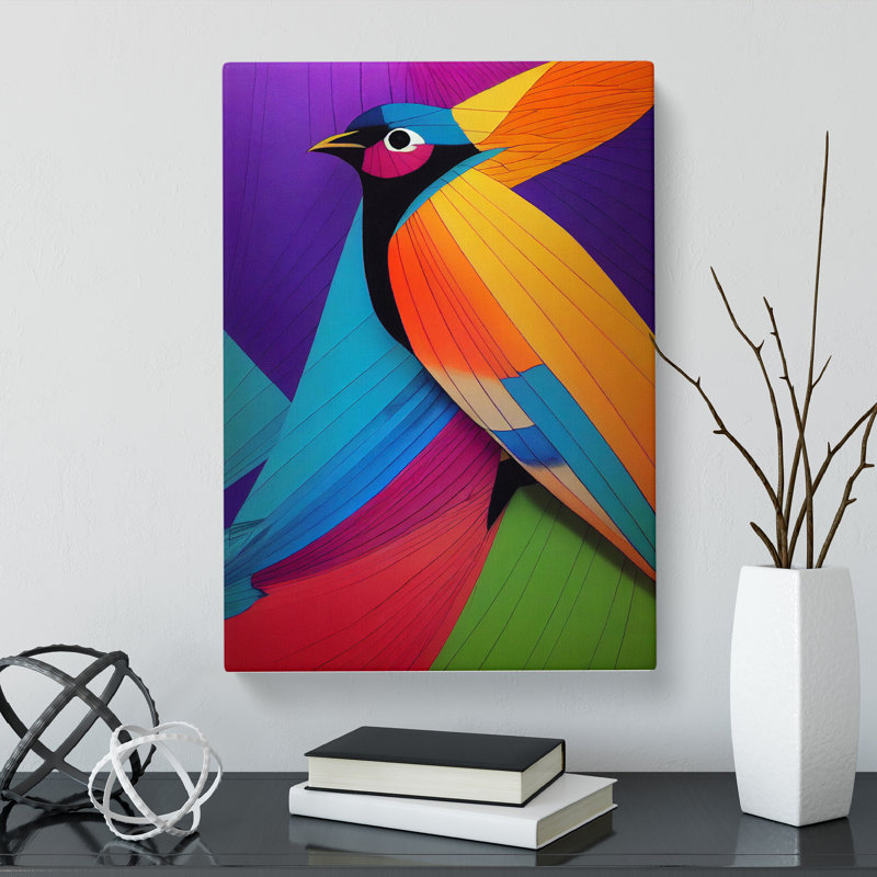 Bird Marbling - Wrapped Canvas, 60cm H x 40cm W x 3cm D