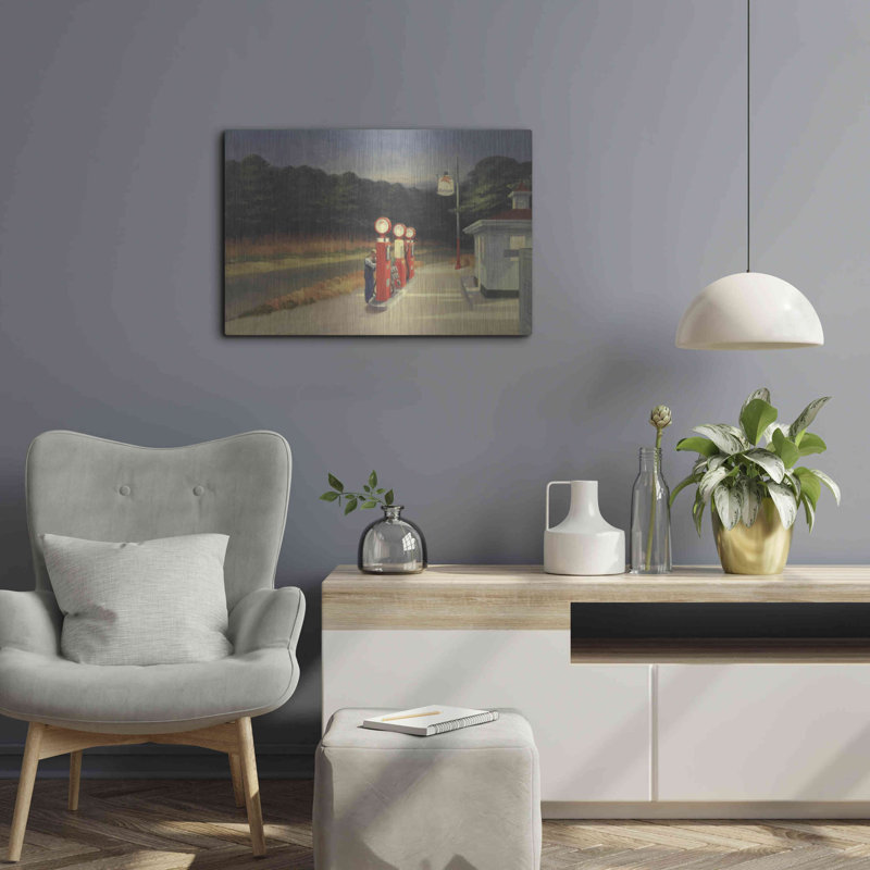 «Gas, 1940» par Edward Hopper, art mural en métal, H 16 po x l 24 po