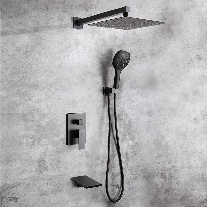 Complete Shower System with Rough in-Valve, Matte Black