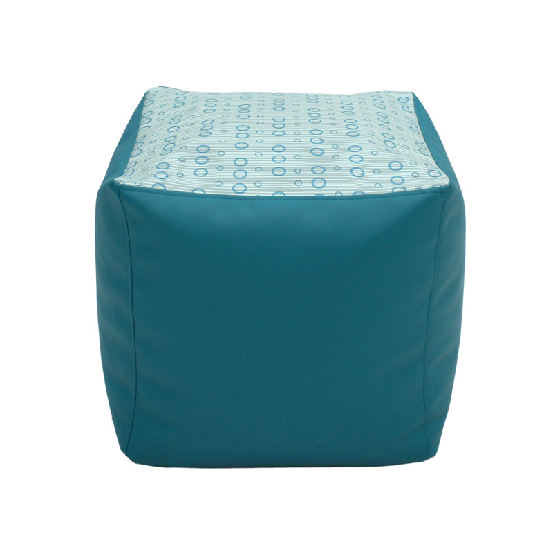 Pouf carré 18 po, Similicuir bleu sarcelle Dewdrop