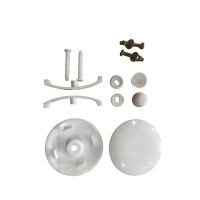 Gloss White Plastic Toilet Floor Bolt Cover Set