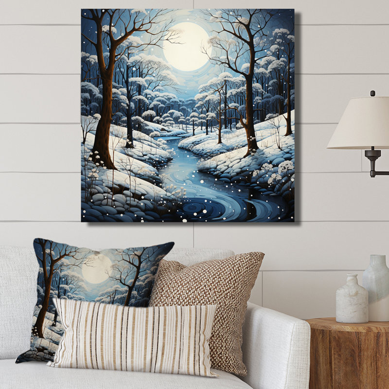 Winters Tree Embrace Pointillism I - Pointillism Wall Decor, Toile tendue, H 36 po x l 36 po x P 1,5 po
