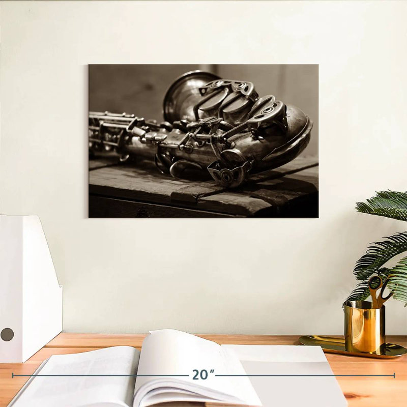 Abarca Sepia Saxophone, 8" H x 12" W