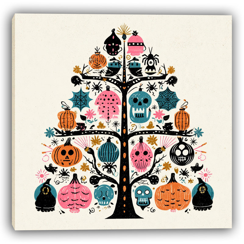 Folk Halloween Tree - Art mural sur toile tendue