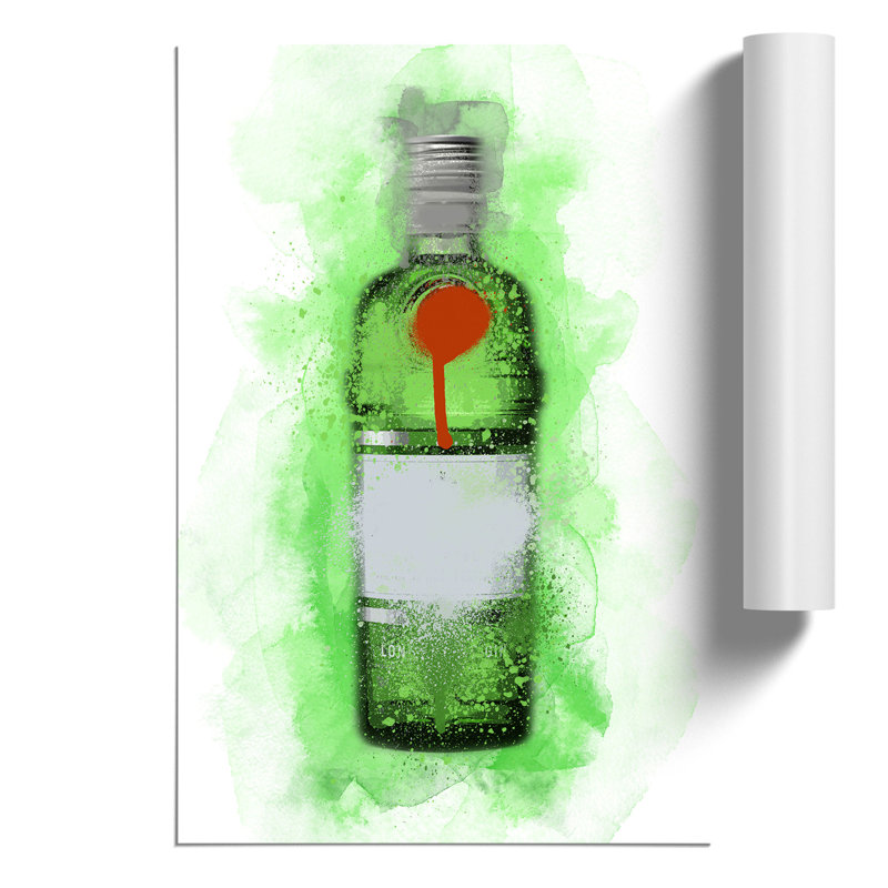 Green Gin Bottle - Frameless Print, 84cm H x 59cm W x 0.1cm D