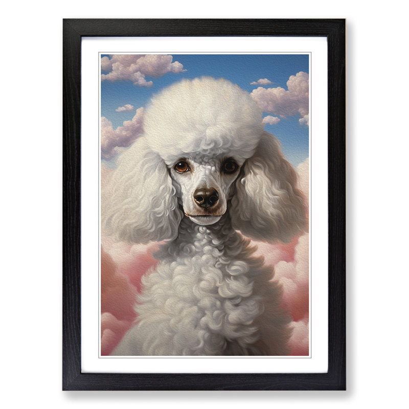 Poodle Realism - Single Picture Frame Print on Wood, 64cm H x 46cm W x 2cm D, Black Framed