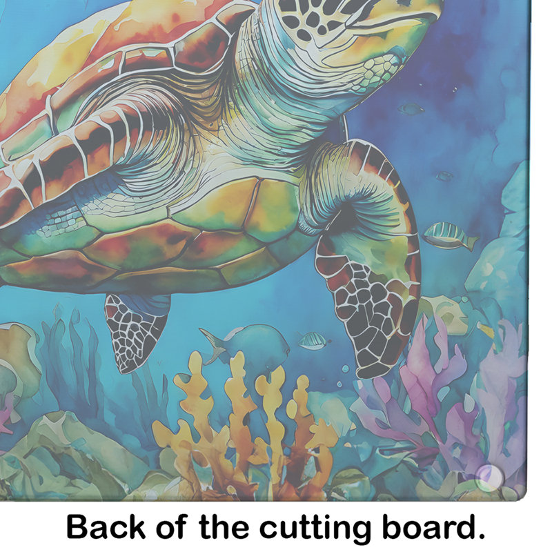 Loggerhead Sea Turtle Glass Cutting Board Large