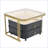 2-in-1 Square Nesting Coffee Table with Wheels & Drawers, Stackable Side Table with High Gloss Marble Grain Top, End Table Set with Brown Tempered Glass for Living Room-773339148