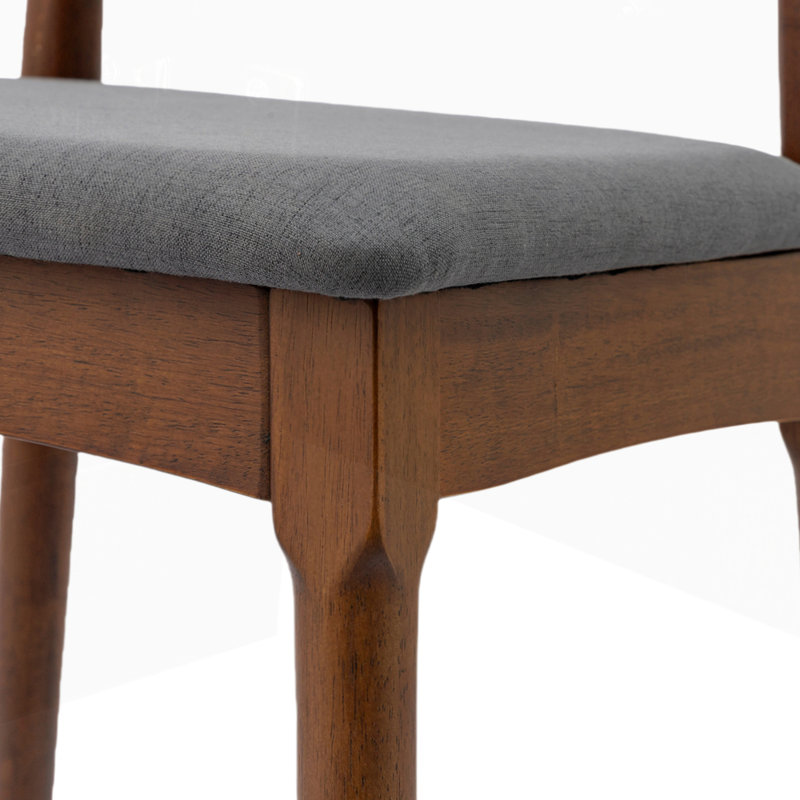 Ensemble de 2 chaises de salle à manger de style Mid-Century, Noyer, Gris anthracite