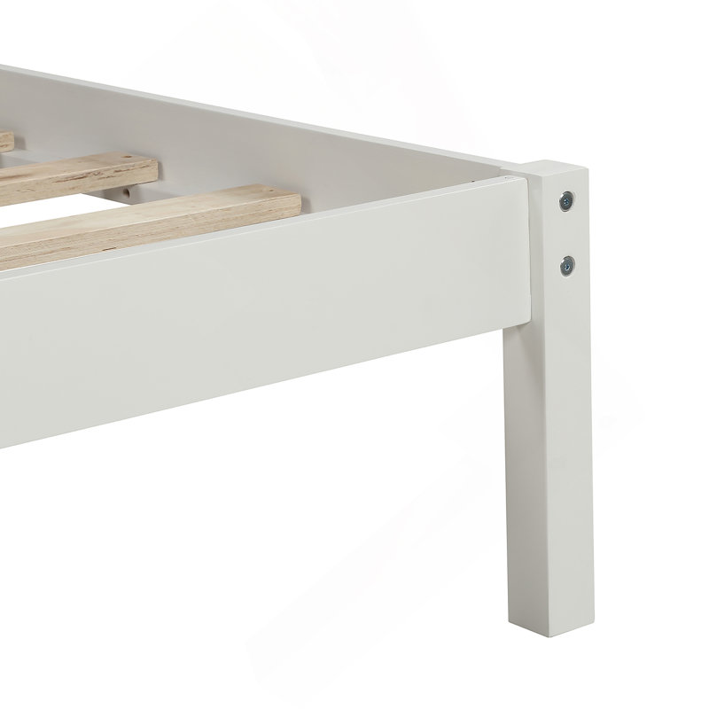 Perry Solid Wood Twin Size Standard Bed, Full/Double, White