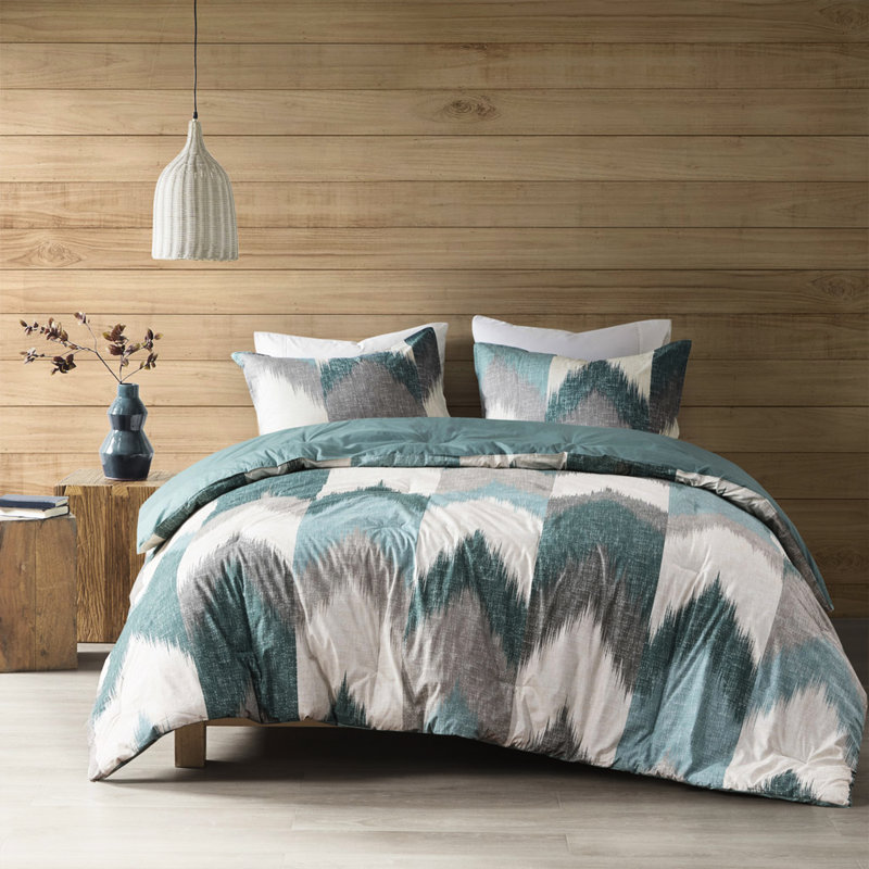 Édredon pour lit double / grand mini - bourre, coton, 2 taies décoratives exquises 3 pièces assorties incluses, Aqua