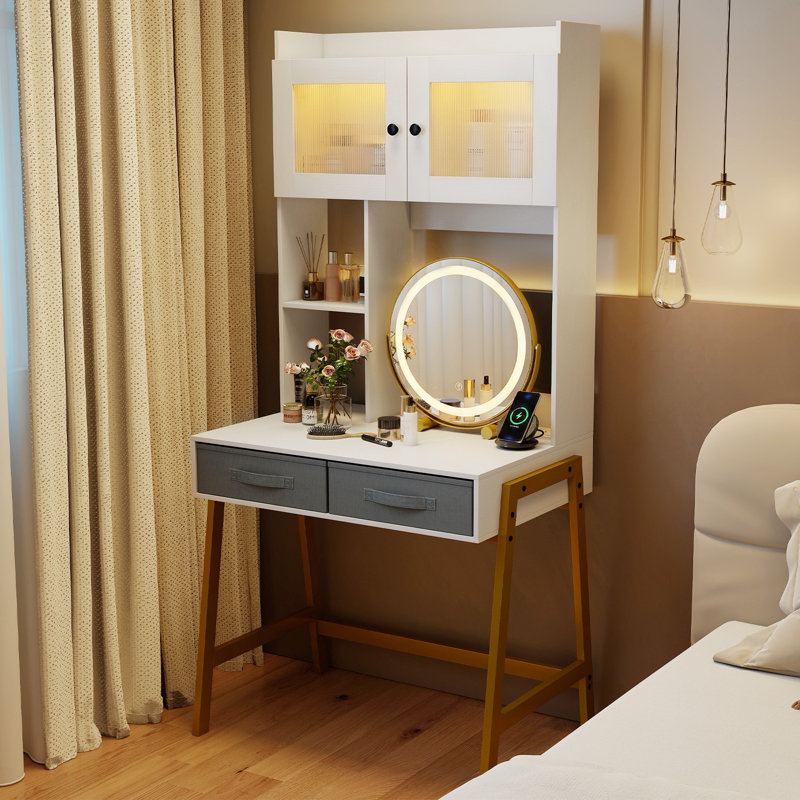 Dressing Table, White/Gold