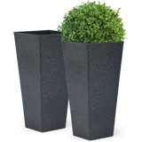 28" Weather-Resistant Tall Planter Box Modern Minimalist Large Flower Pot Planters