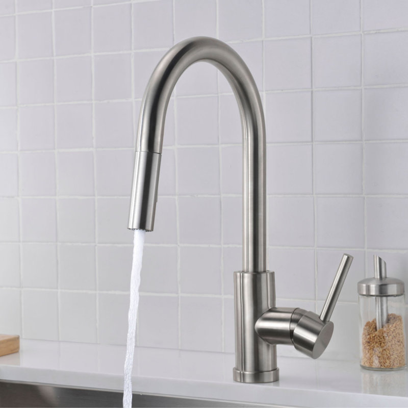 Single Handle Two Modes Pull-down Kitchen Faucet, Brushed Nickel