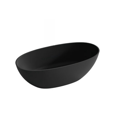 Modern Simple Oval Bathtub 62.99'' W 22.05'' H Frameless Offset Curved Tub & Shower Kit