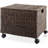Rolling Filing Cabinet, Espresso - Water Hyacinth File Organizer with Lid and Locking Wheels, Cabinets for Hanging Folders