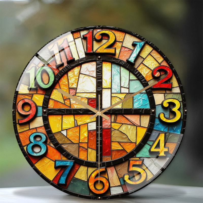Horloge murale rétro en verre coloré vintage 12 po