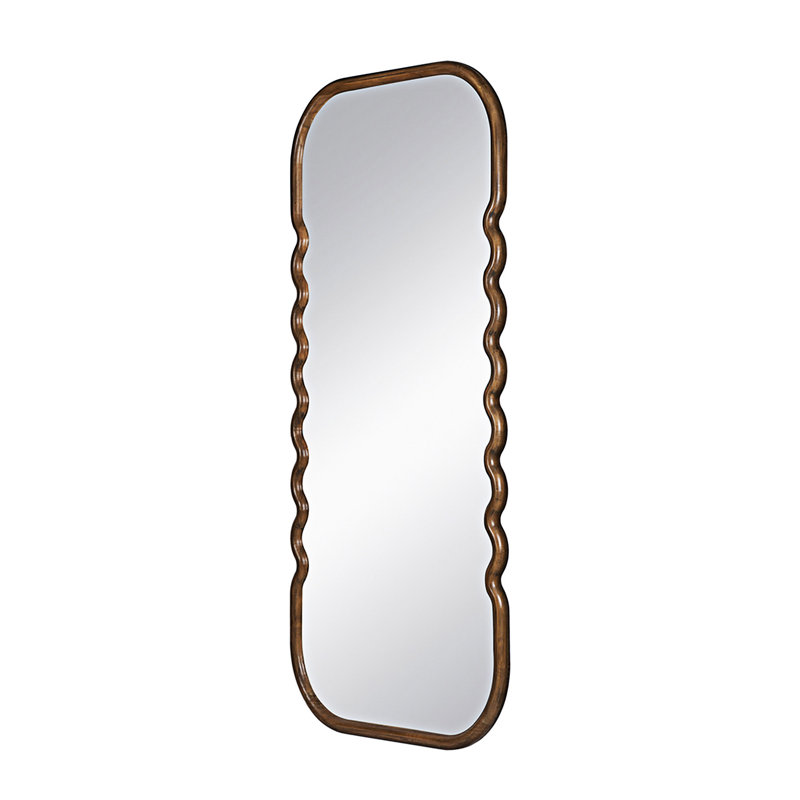 Miroir de plancher en bois avec cadre brun unique